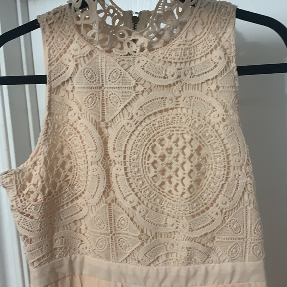 Beige Lace Romper With Partial Dress Cover up - Picture 2 of 6